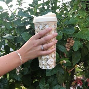 NWOT Kate Spade Gold Caning Thermal Mug